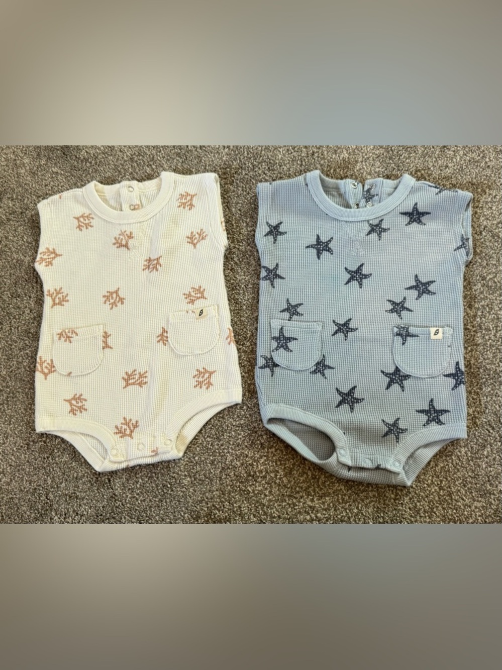 2 Easy Peasy Organic Cotton Waffle Knit Thermal Onepiece 18 months Starfish 18m